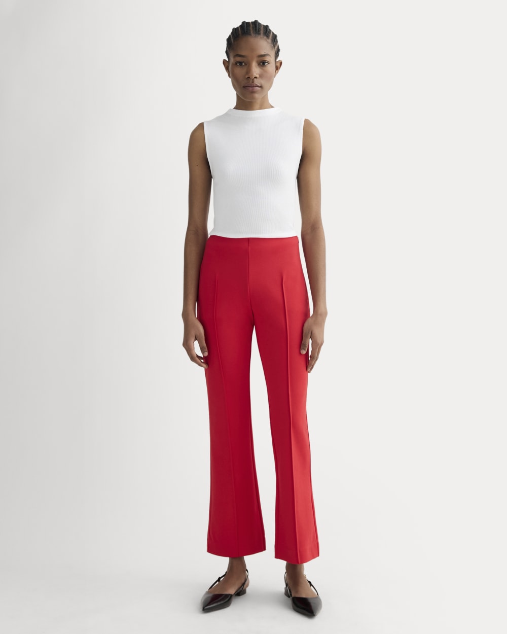 The Dream Kick Flare Pant in Classic Red — front view