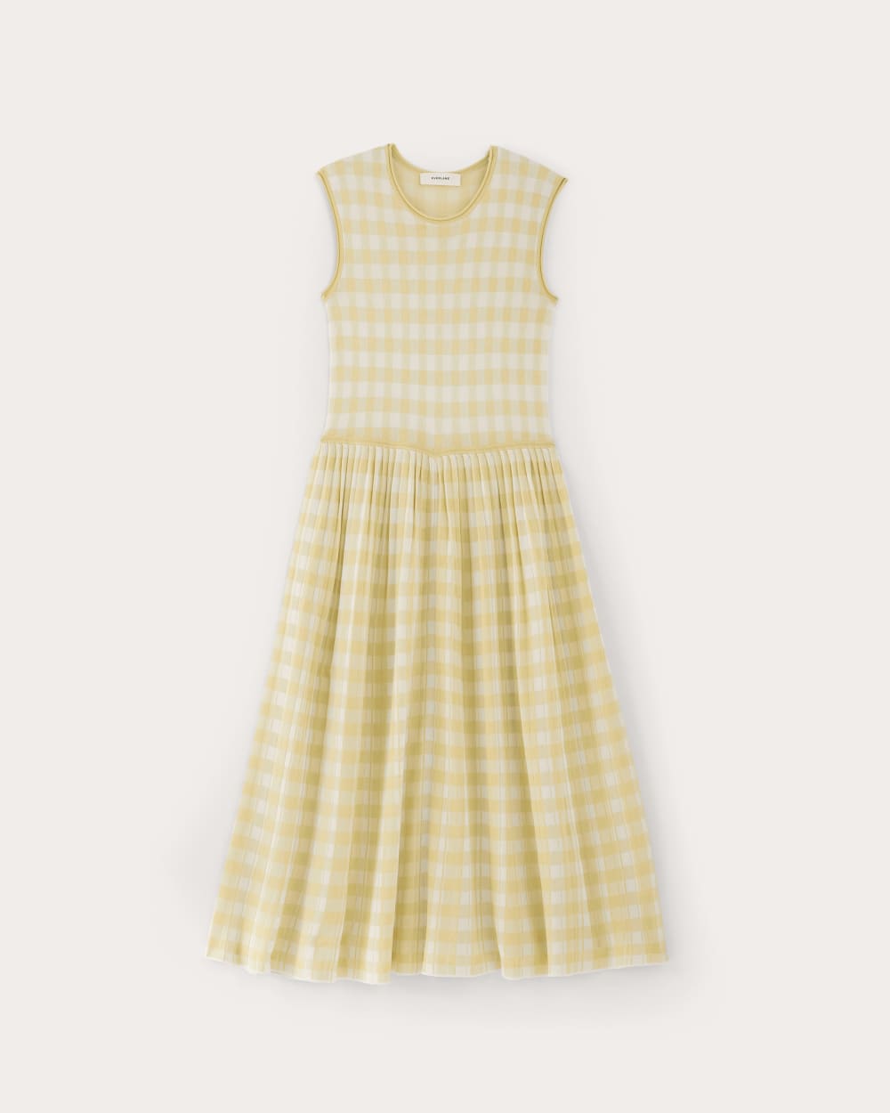 The Knit Pleated Dress in Bone / Parsnip Gingham — alternate view