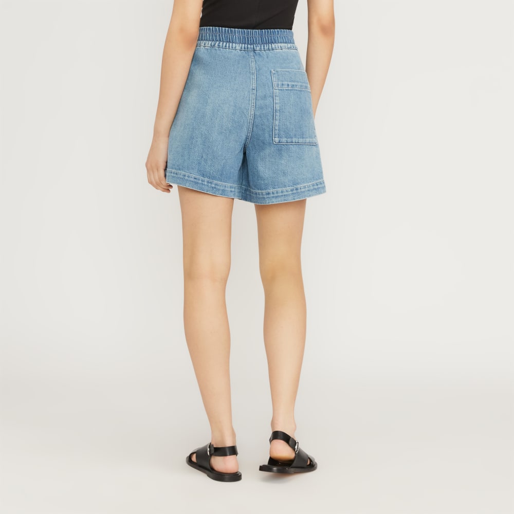 The Denim Utility Short in Shallow Water — detail view