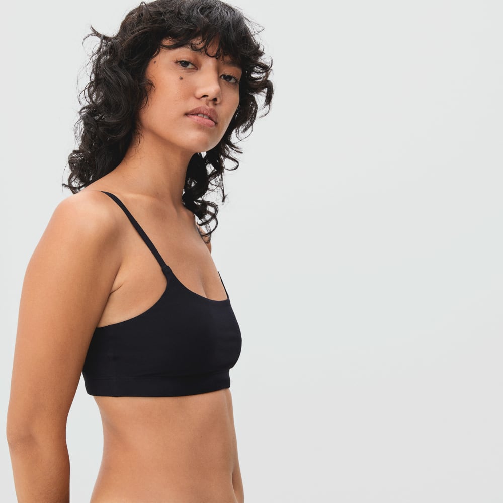 The Invisible Square-Neck Bralette in Black — front view