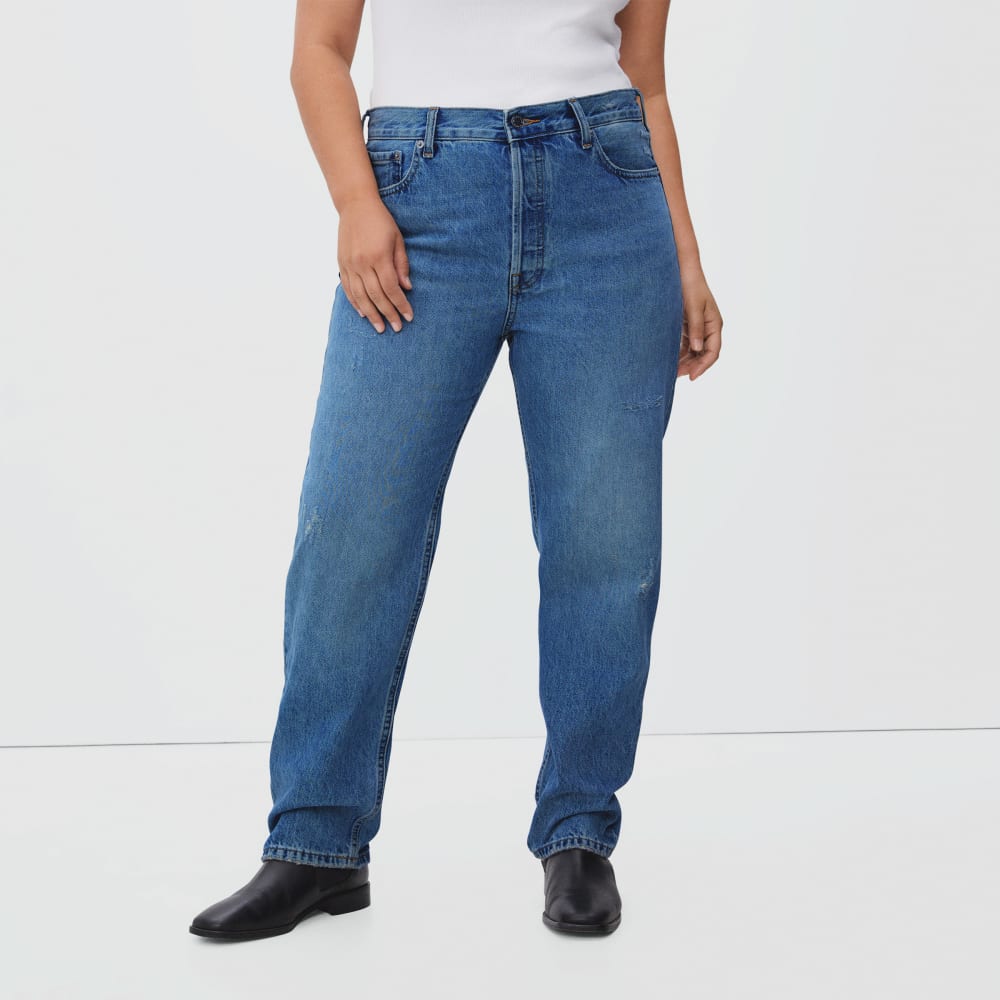 The Rigid Slouch Jean in Washed Indigo — detail view