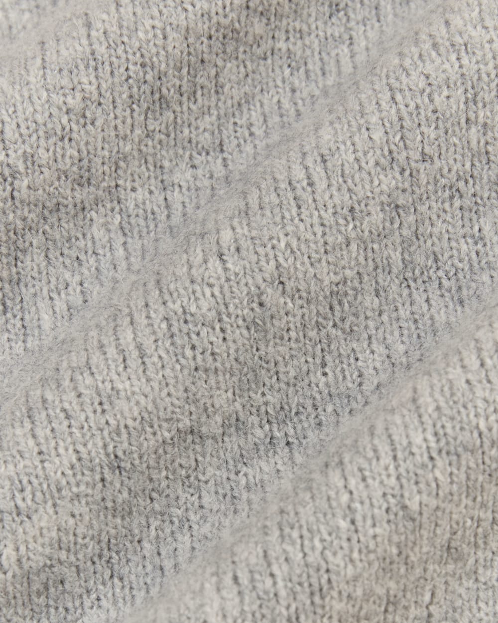 The Mockneck Sweater in Plush Cotton in Heathered Grey — detail view