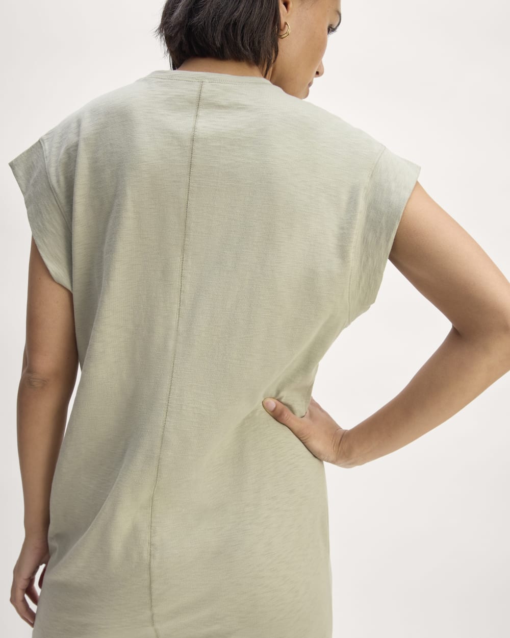 The Muscle Tee Midi Dress in Seagrass — detail view