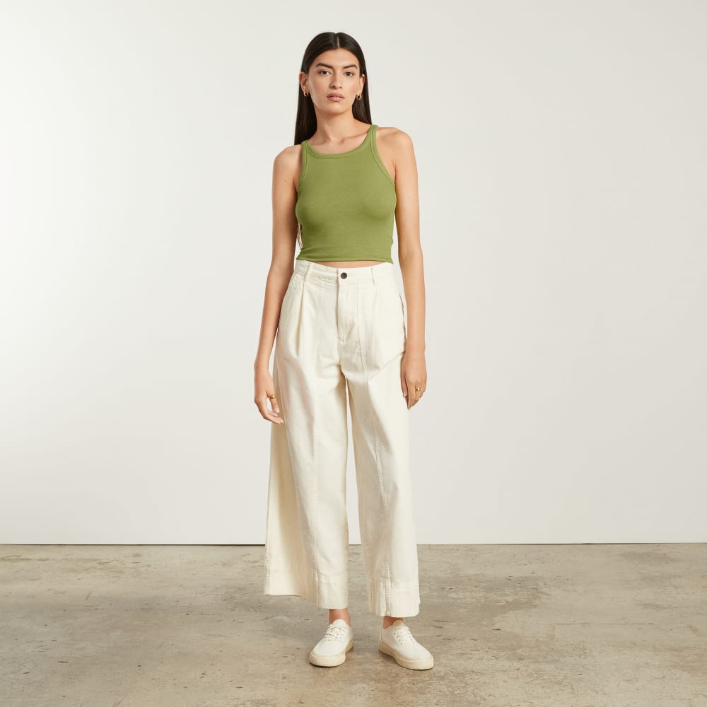 The Pima Micro-Rib Short Tank in Pepper — detail view