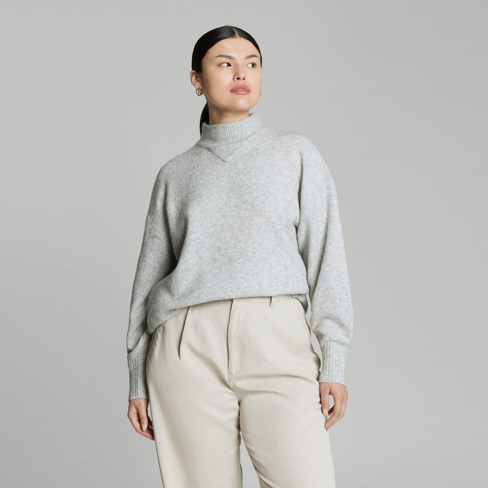 The Cozy-Stretch Pullover in Heathered Grey — front view