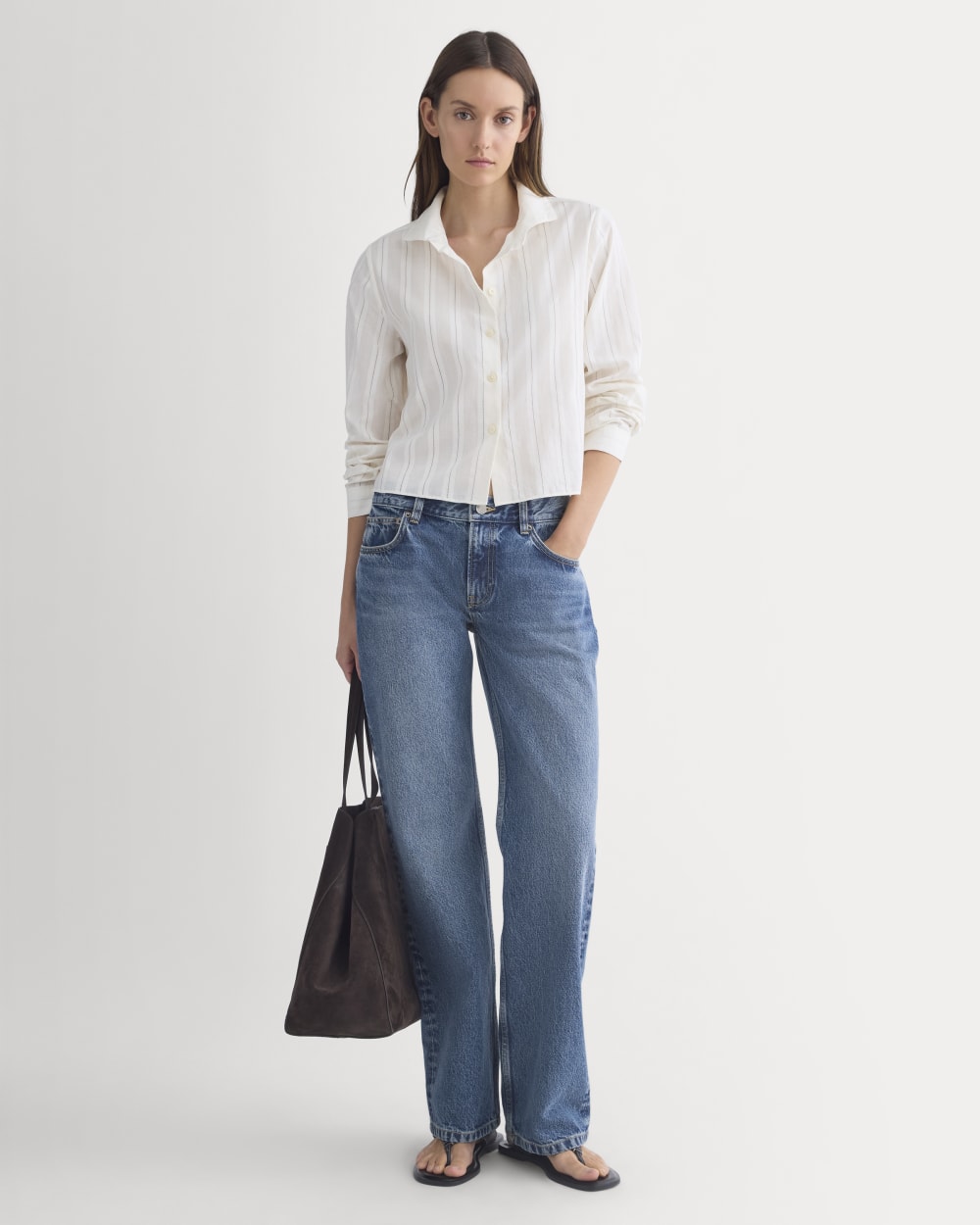 Textured Mini Collar Shirt in Bone — detail view