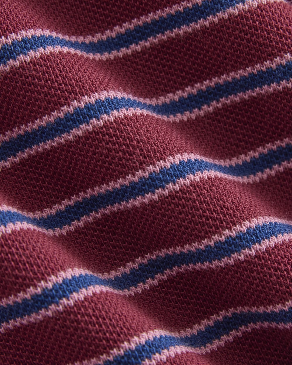 Pique Boxy Polo in Pomegranate/Heather Rose/Estate Blue — detail view