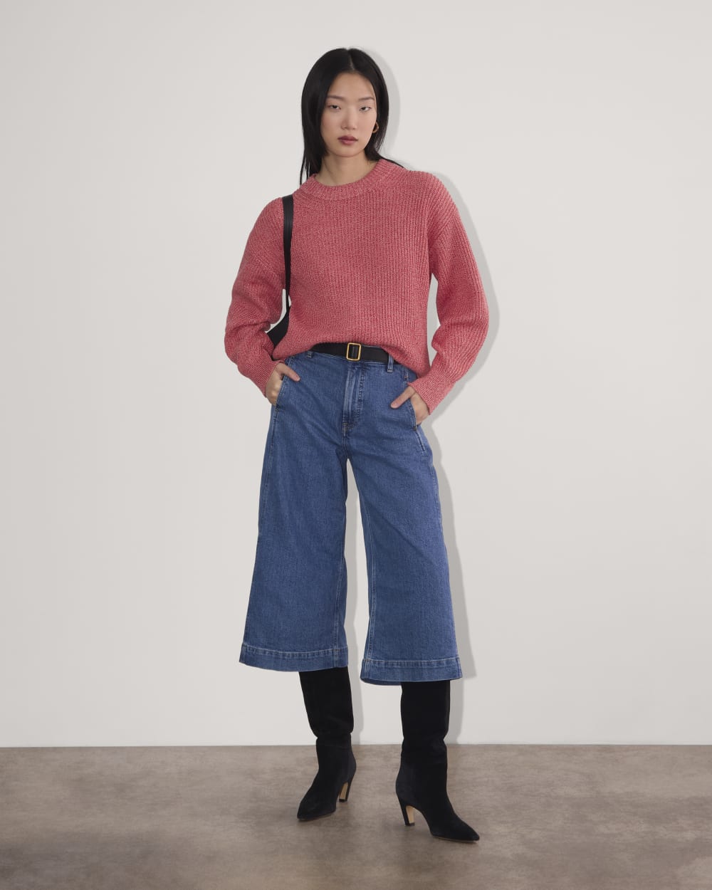 The Cocoon Crew in Everyday Cotton in Pink Peony / Classic Red — detail view
