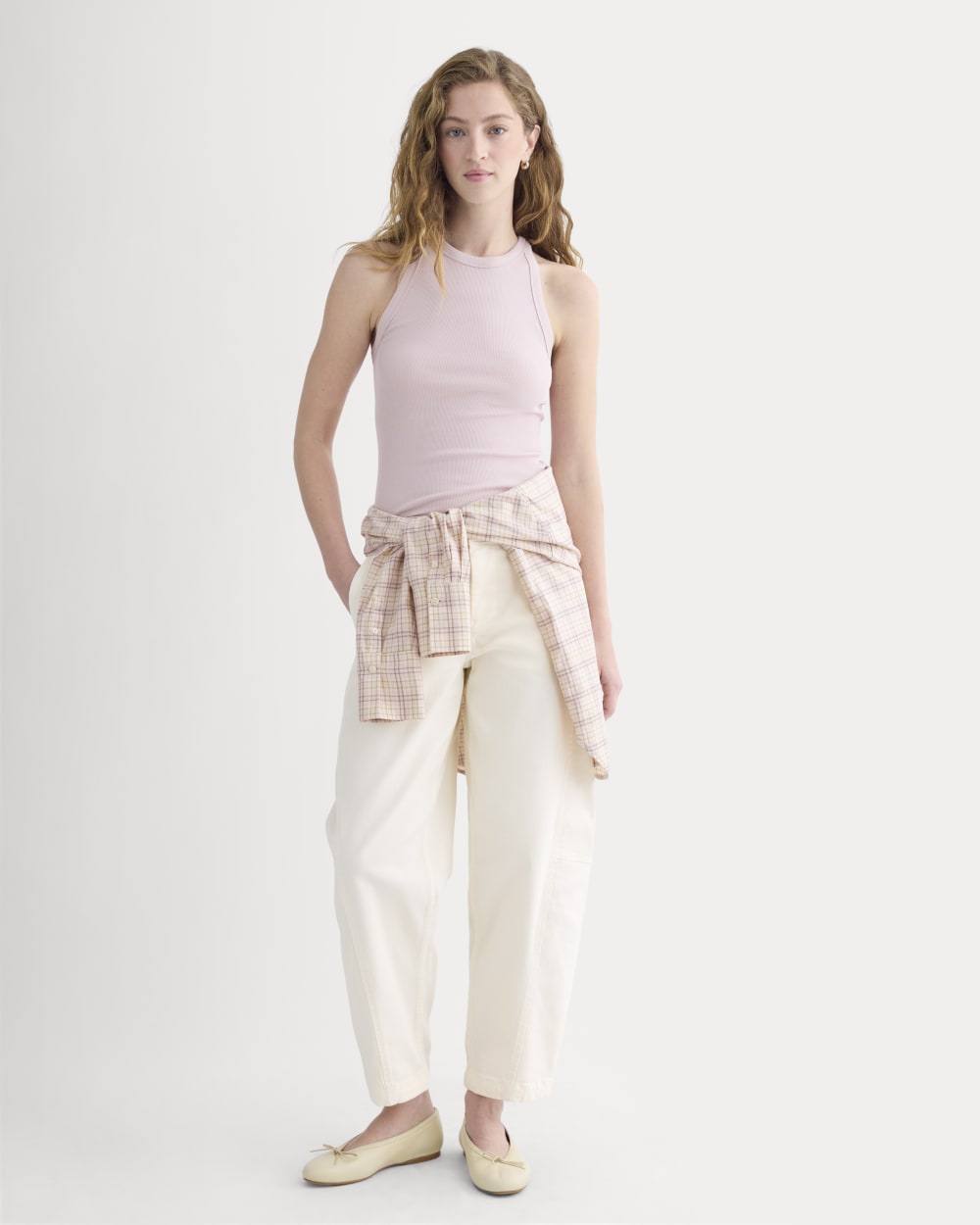 Luxe Rib Racerback Tank in Burnished Lilac — detail view