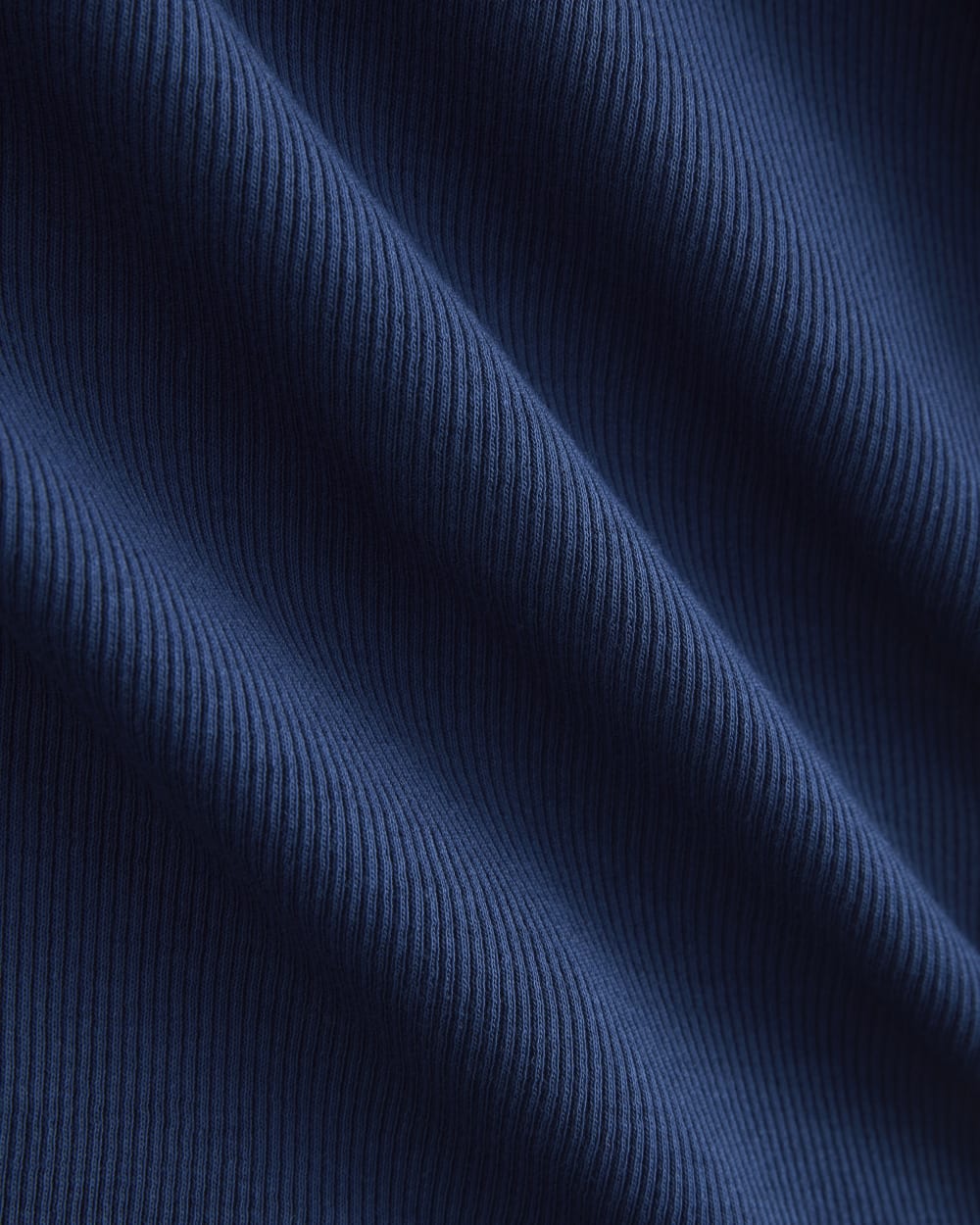 The Luxe Rib Crew in Estate Blue — detail view