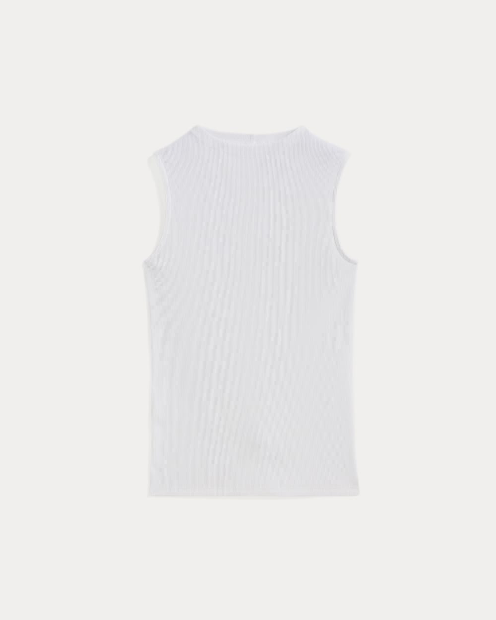 The Luxe Rib Funnel-Neck Tank in White — alternate view