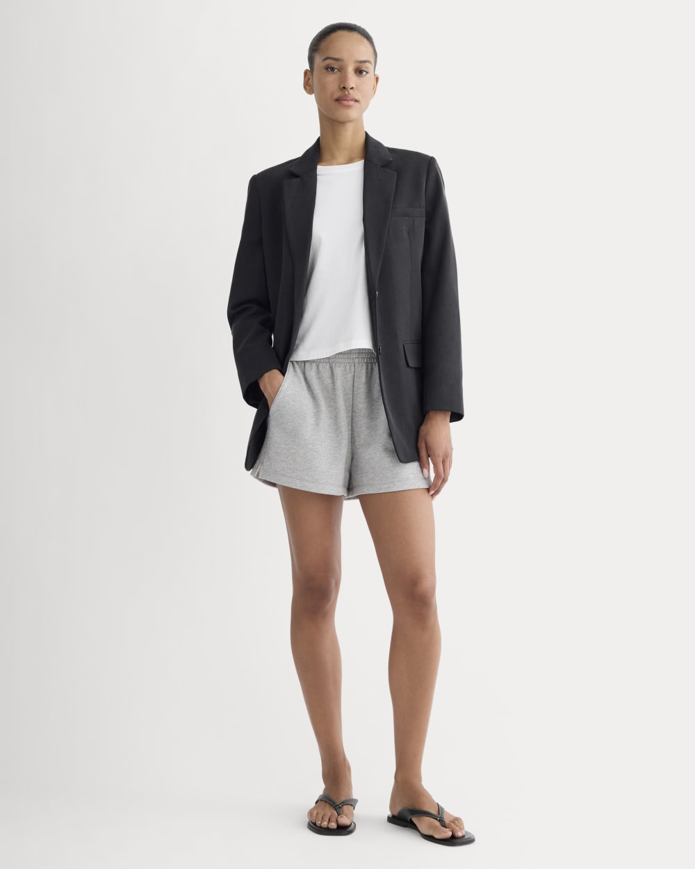 The Off Duty French Terry Short in Heathered Grey — front view
