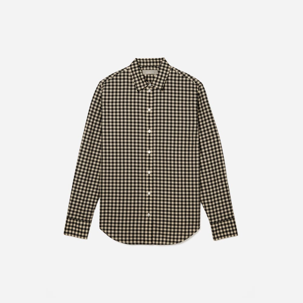 The Must-Have Shirt in Silky Cotton in Black / Canvas Gingham — front view