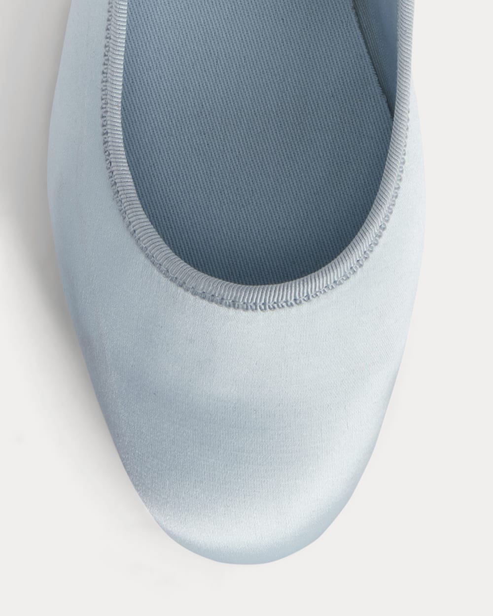 The Day Buckle Mary Jane in Robin Blue Satin — detail view