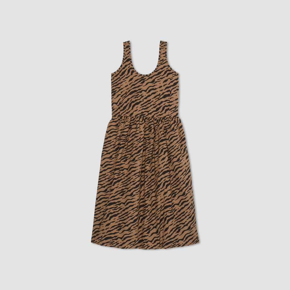 The Poplin Summer Dress in Tiger Stripe Toasted Coconut — alternate view