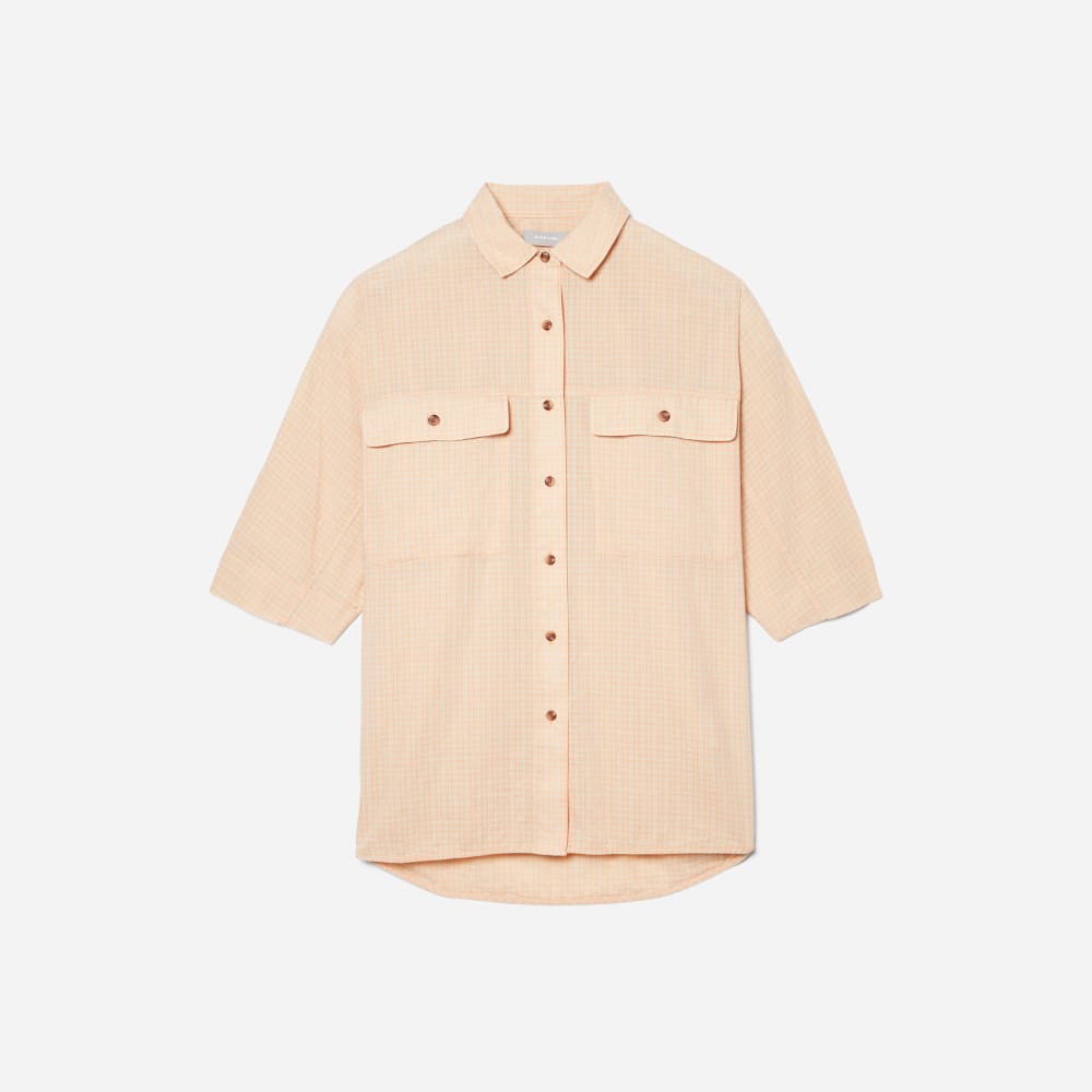 The Cotton Tourist Shirt in Orange Plaid — front view