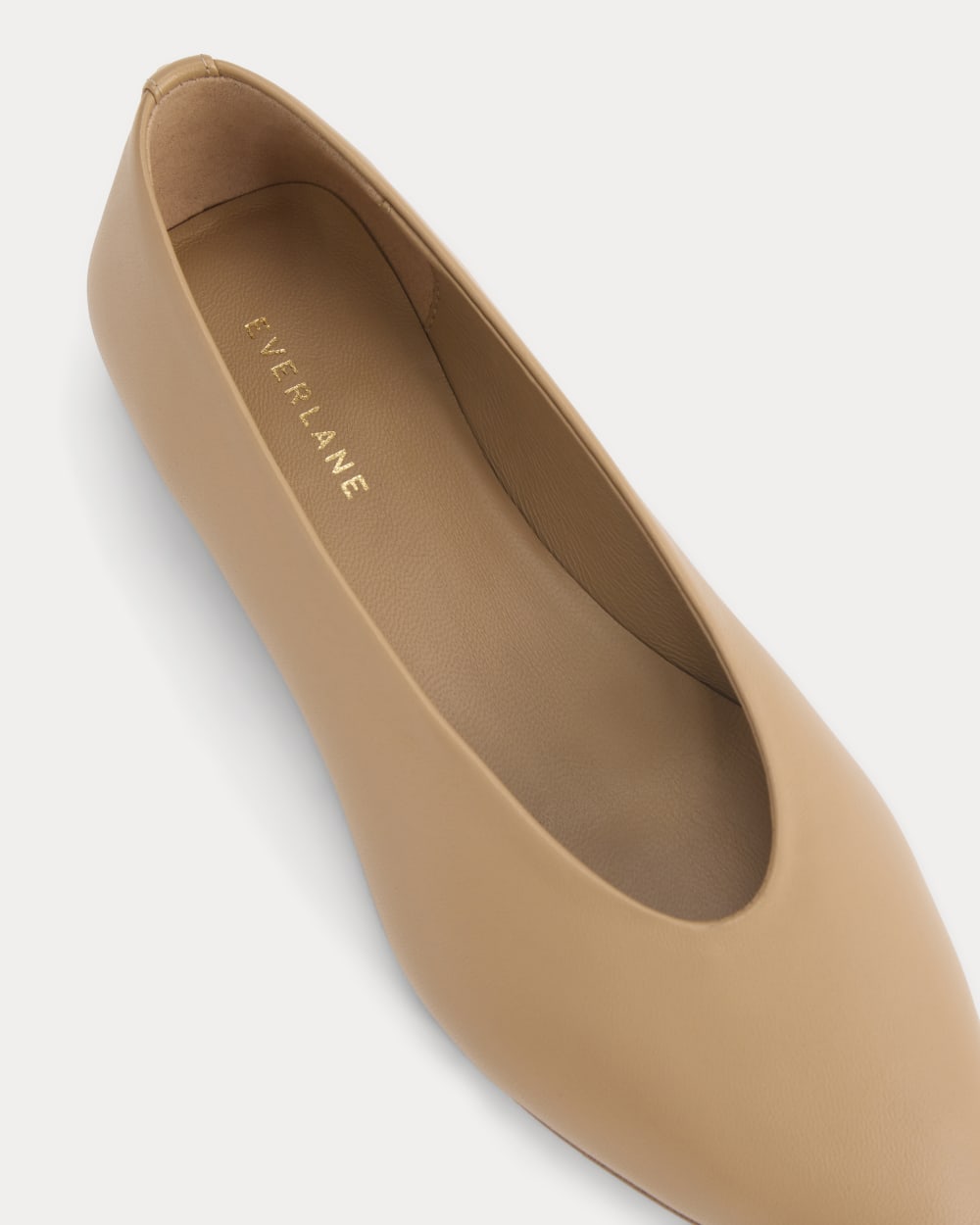 Made in Italy Almond-Toe Flat in Affogato — detail view