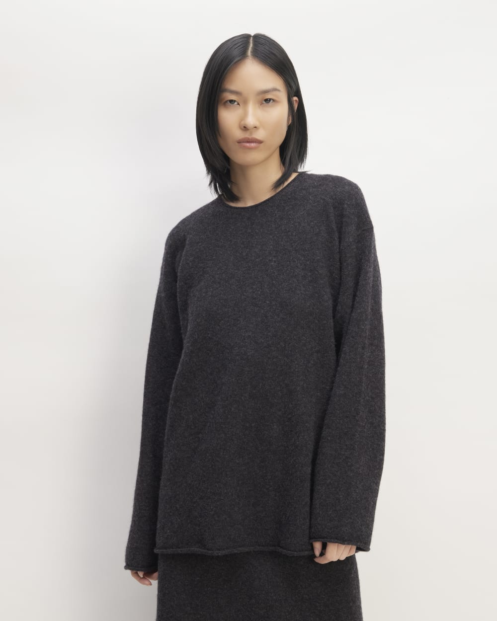 The Cozy-Stretch Crew in Charcoal — front view