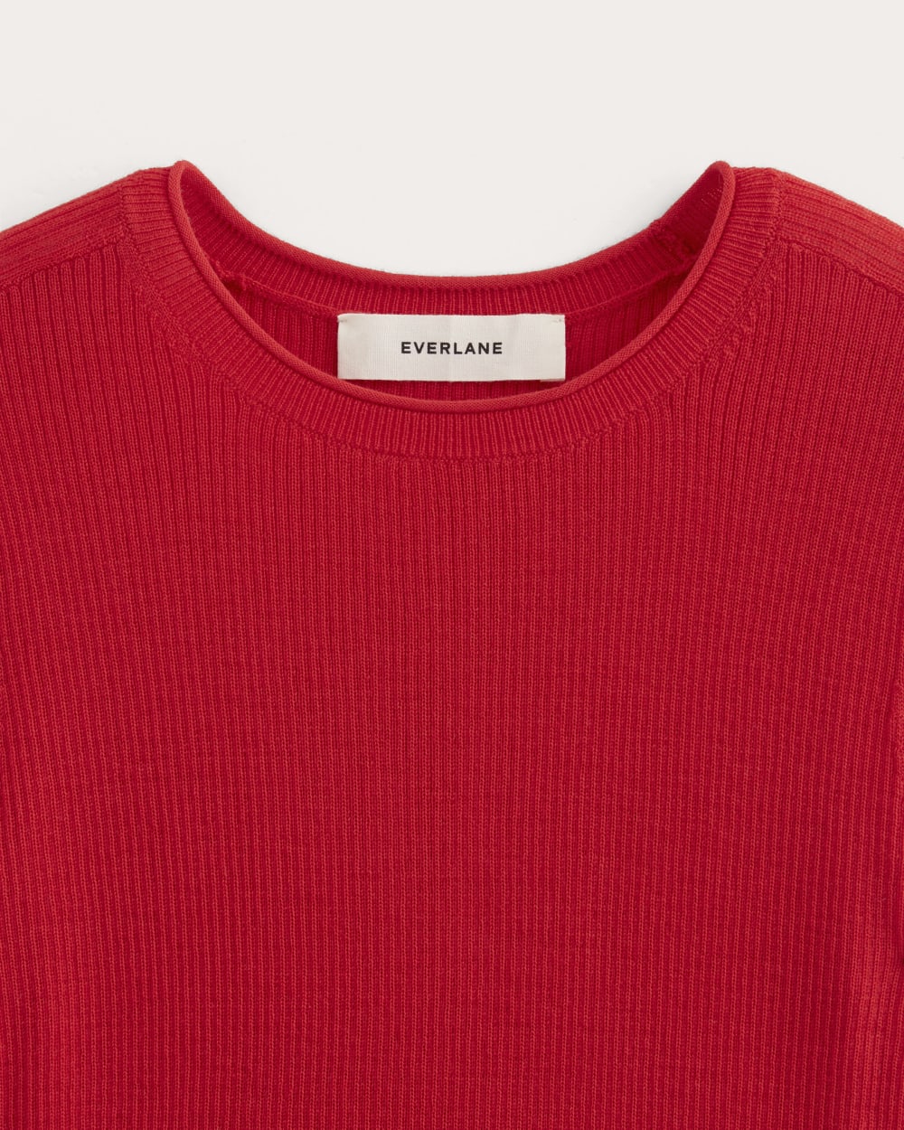 The Sweater Tee in Ultrasoft Merino in Classic Red — detail view