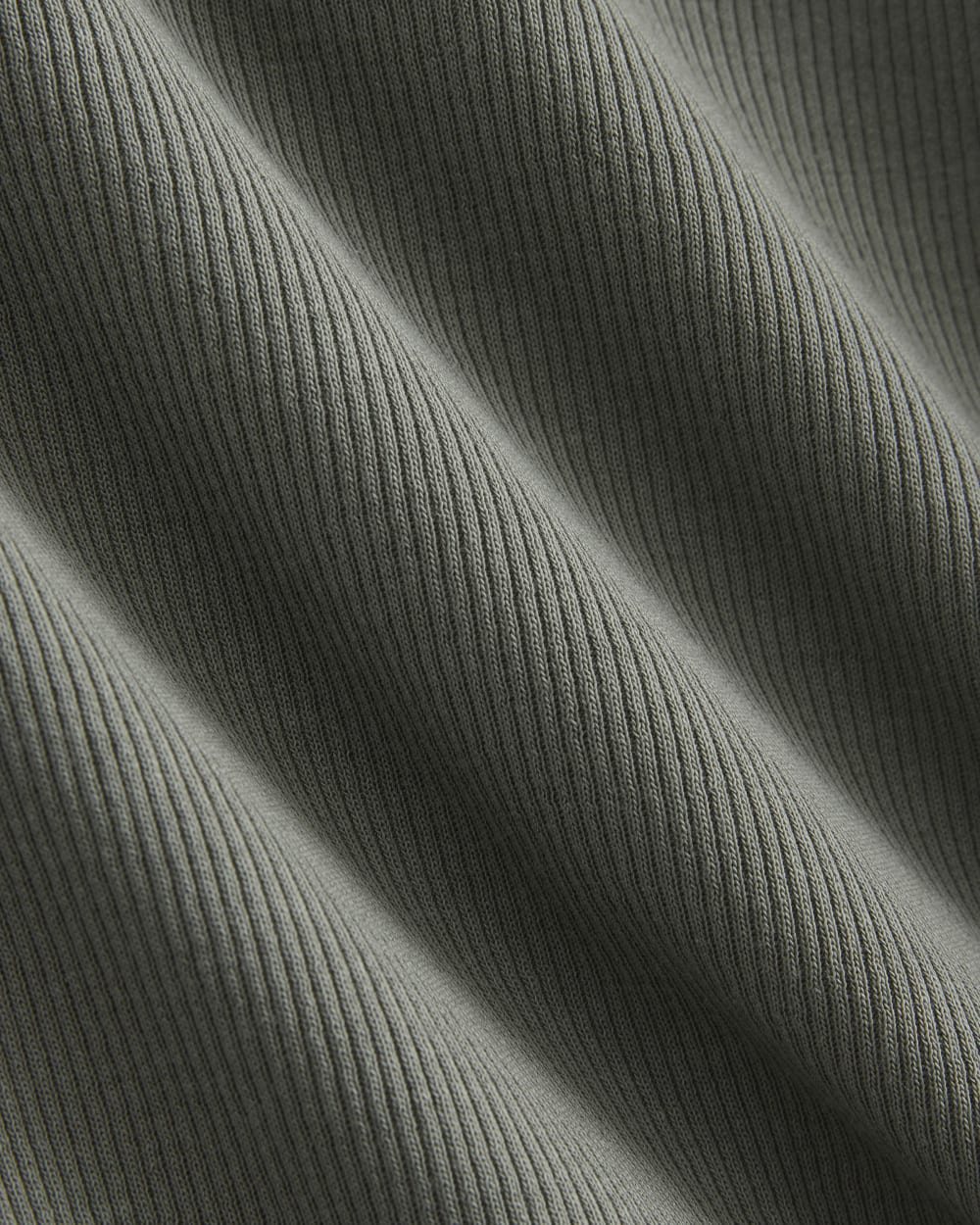 The Luxe Rib Long-Sleeve Crew in Agave Green — detail view