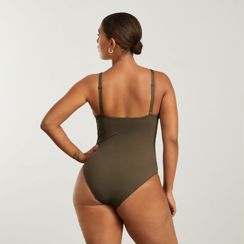 The V-Neck One-Piece in Beech — detail view