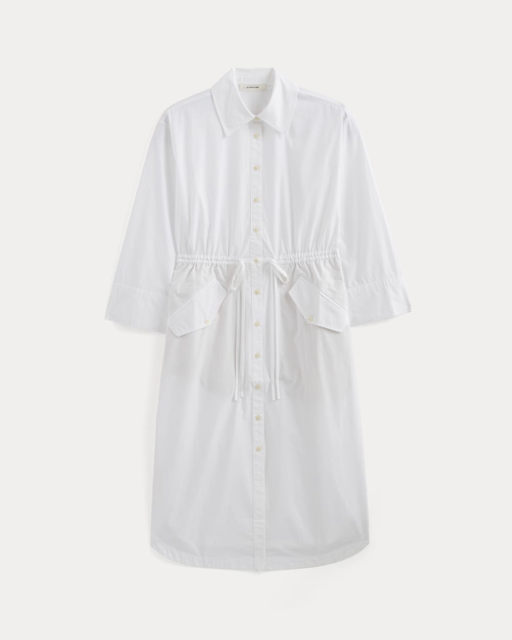 The Drawcord Shirtdress in Ultrasoft Cotton in White — alternate view