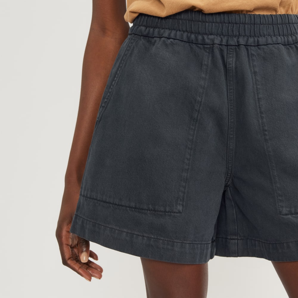 The Denim Utility Short in Ink — detail view