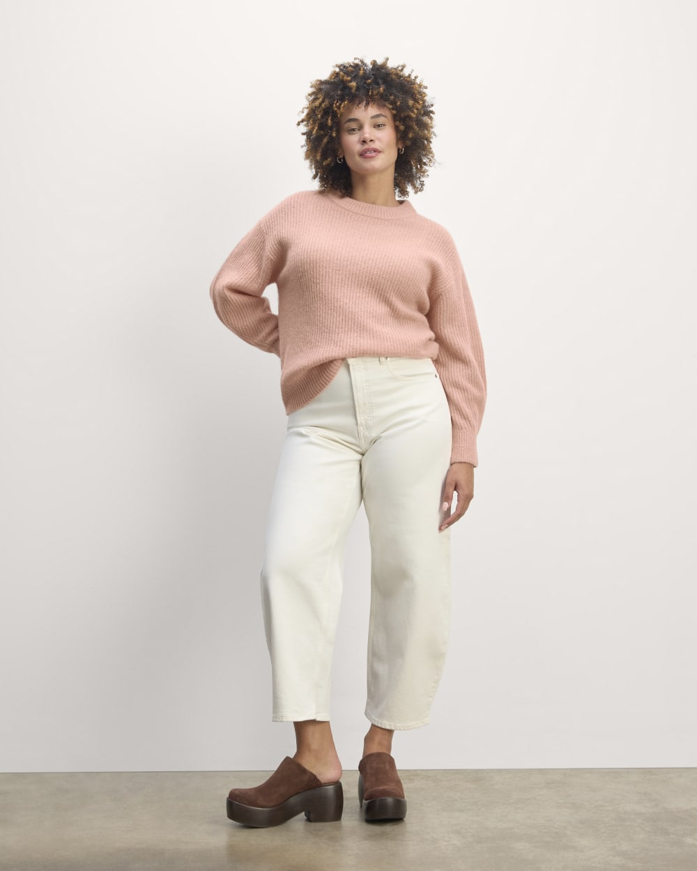 The Cocoon Crew in Alpaca in Blush Pink — detail view