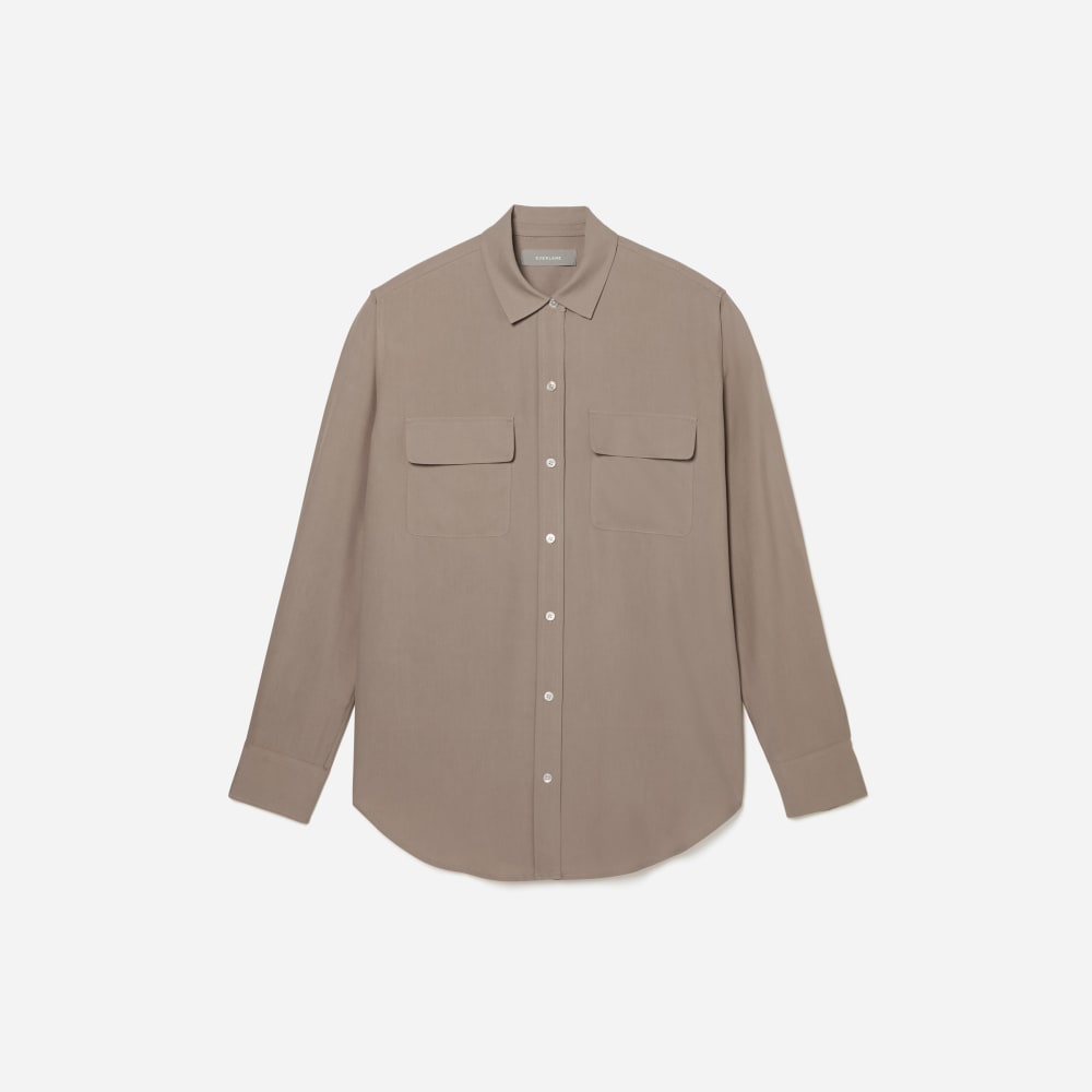 The Washable Silk Relaxed Shirt in Burnt Sugar — front view