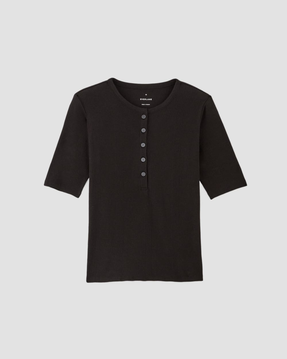 The Vintage Rib Henley in Black — alternate view