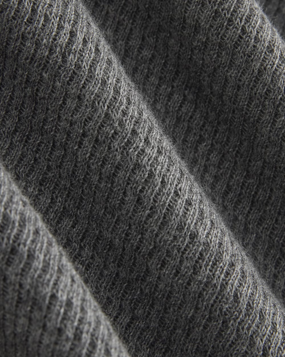Boxy Henley in Cozy Waffle in Heathered Charcoal — detail view