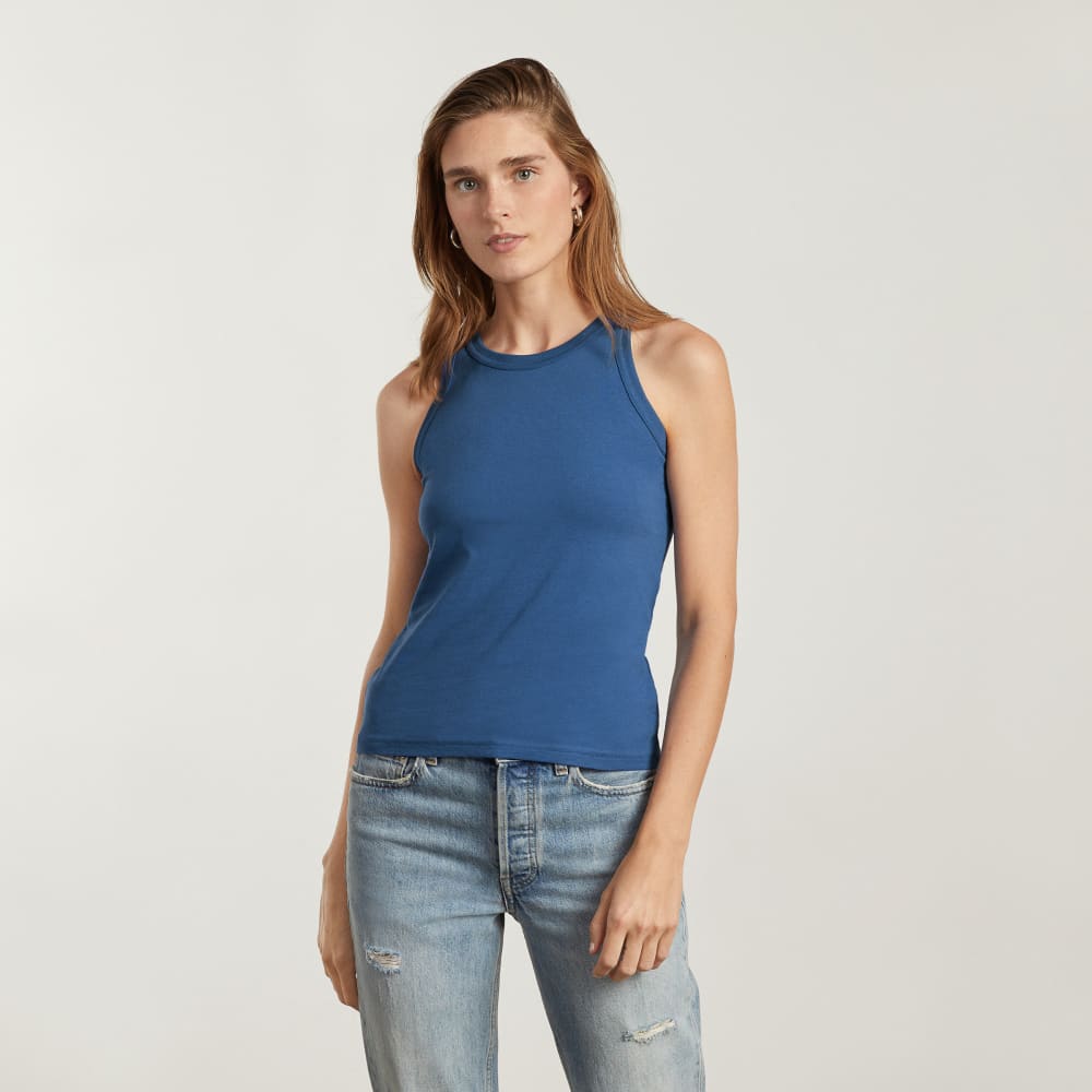 The Tank in Essential Cotton in Deep Blue — alternate view