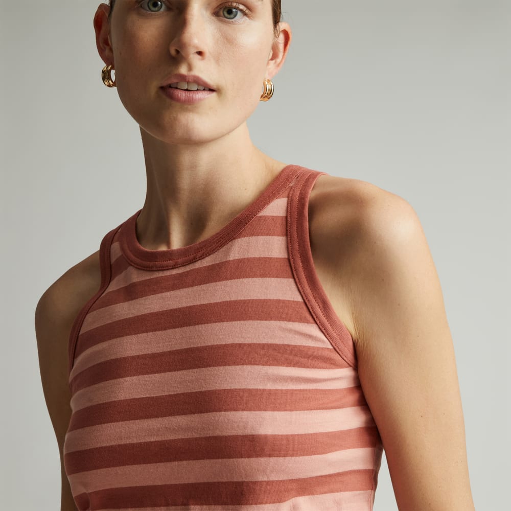 The Tank in Essential Cotton in Redwood Stripe — detail view