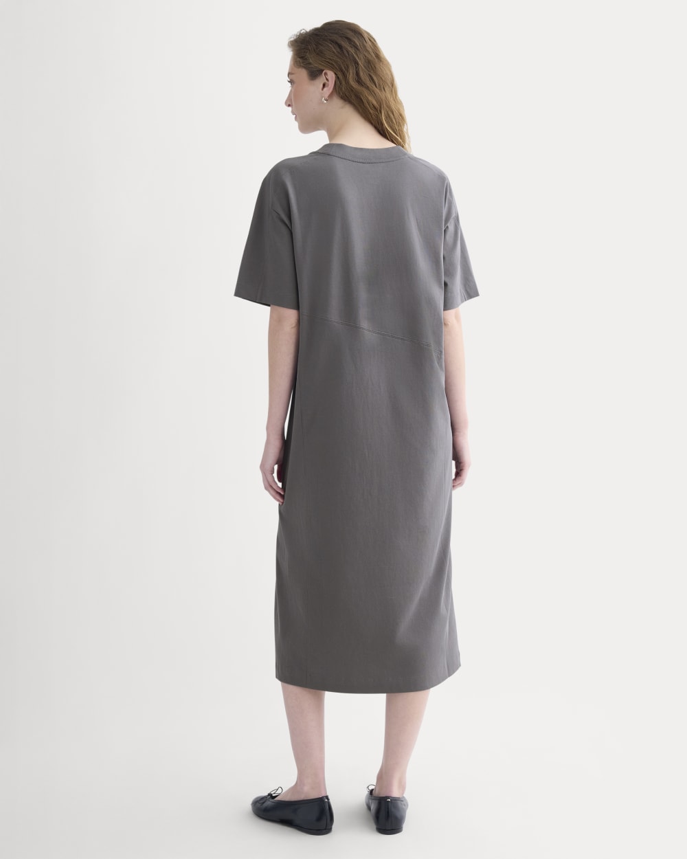 Weekend Tee Midi Dress in Charcoal Grey — detail view