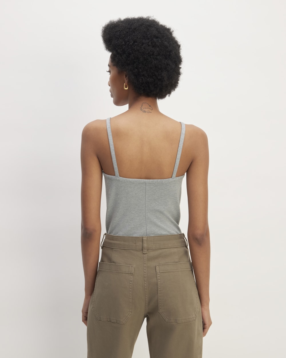 The Supima® Form Spaghetti Strap Cami in Mid Heather Grey — detail view