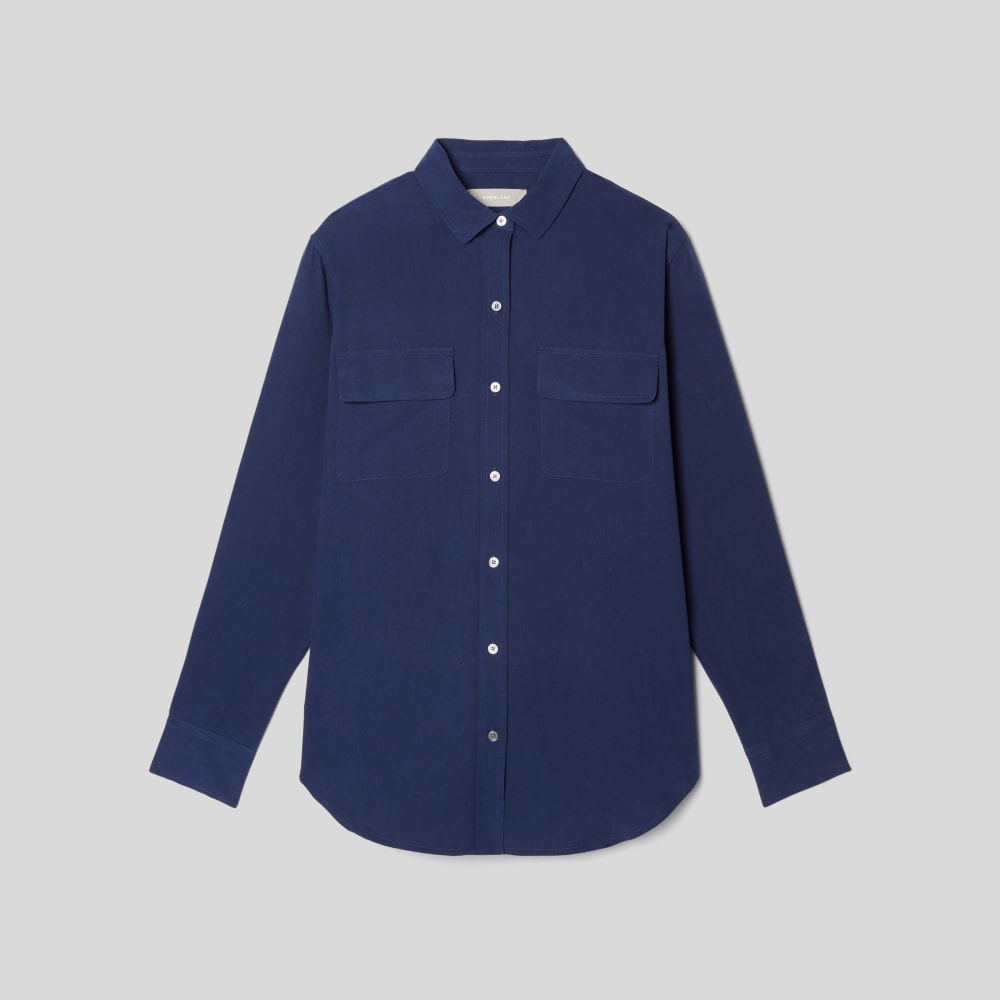 The Washable Silk Relaxed Shirt in Ocean Cavern — alternate view
