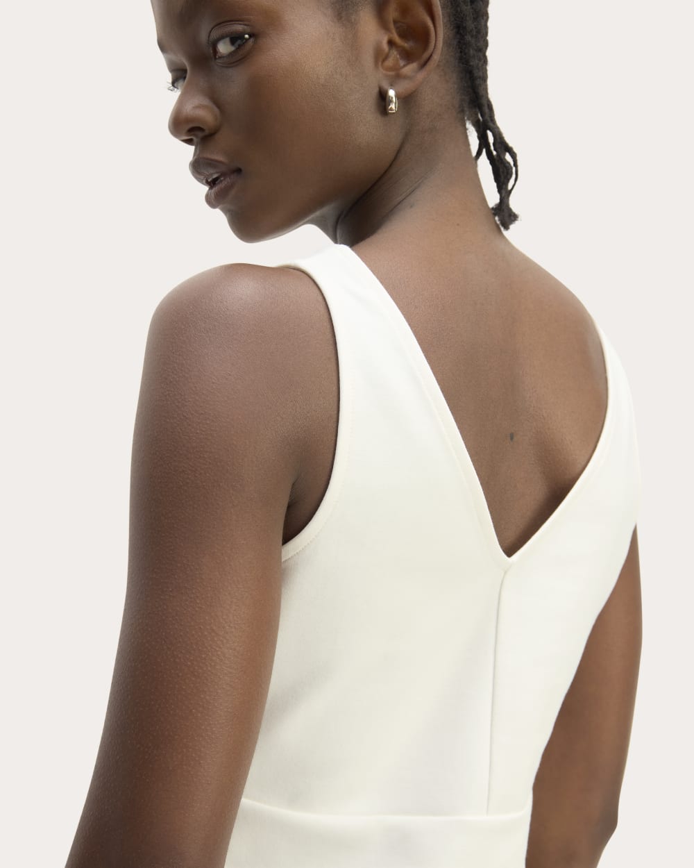 The Dream V-Neck Top in Bone — detail view