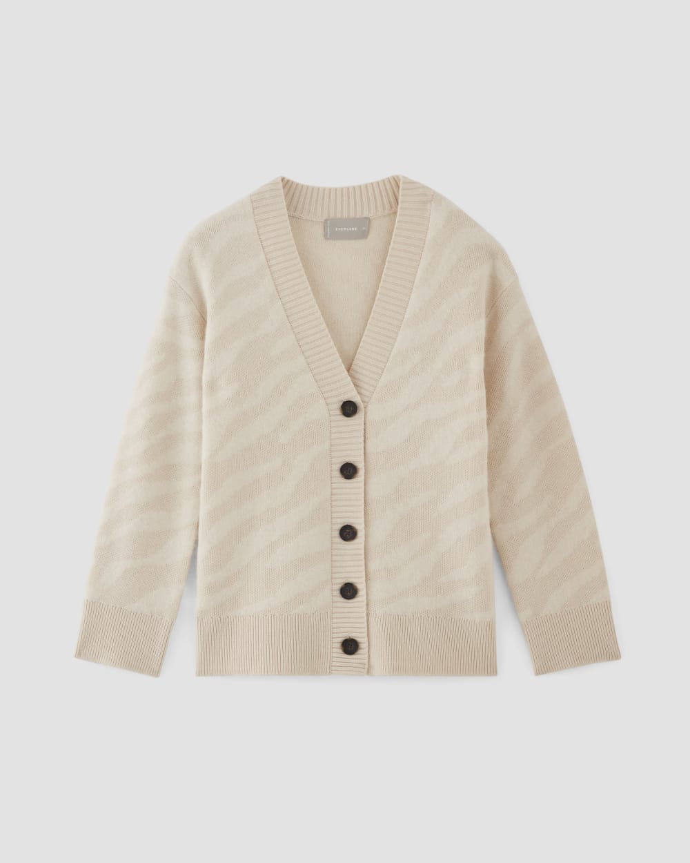The Alpaca Tiger Jacquard Cardigan in Canvas / Snow — alternate view