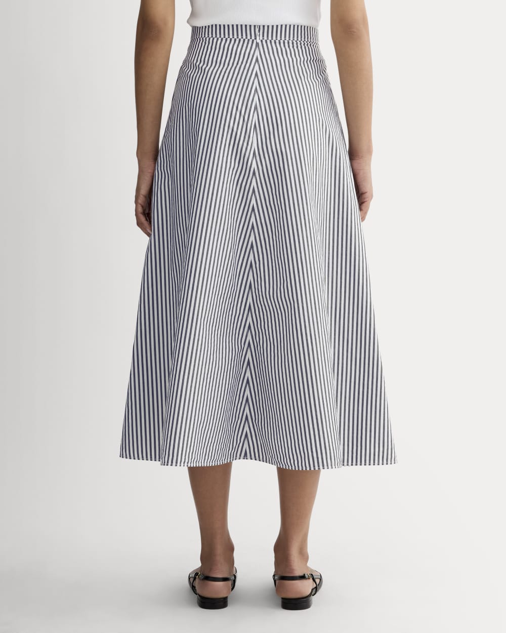The Midi Skirt in Ultrasoft Cotton in Optic White / Black — detail view