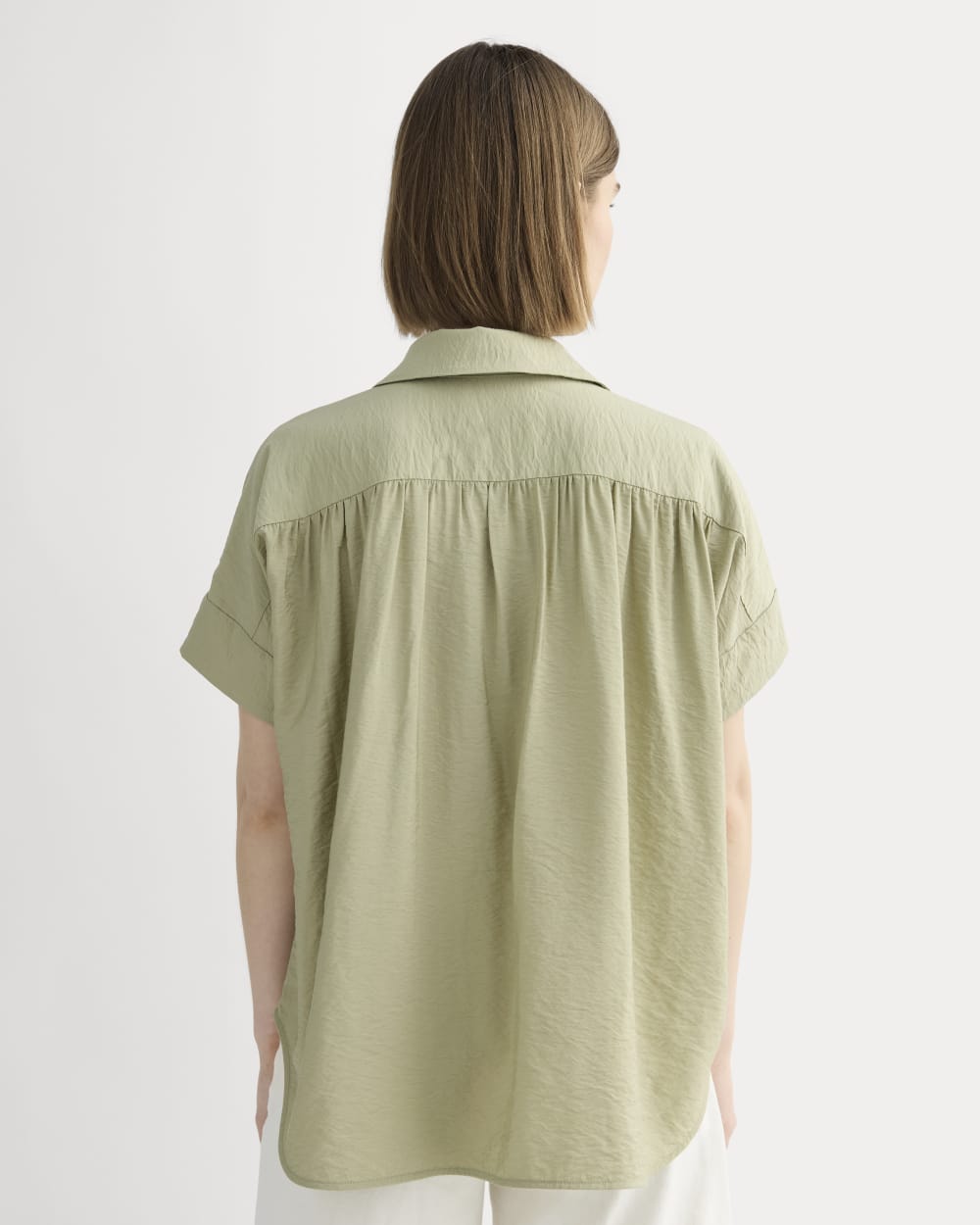 The Square Shirt in SoftLuxe in Eucalyptus — detail view
