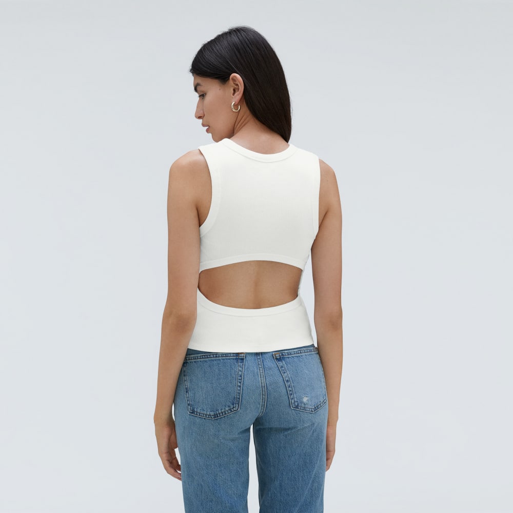 The Ribbed Cutout Tank in White — alternate view