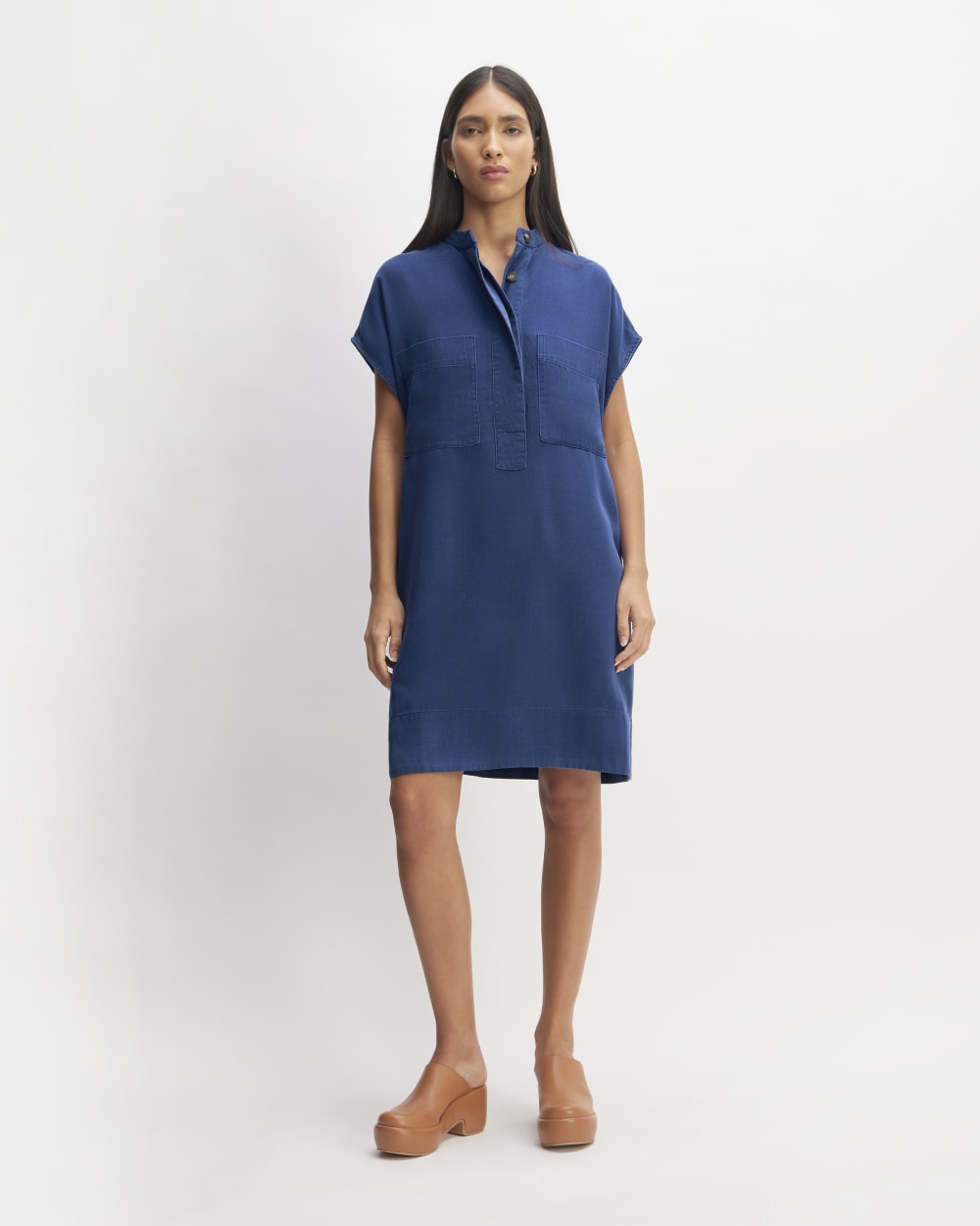 The TENCEL™ Easy Workwear Dress in Bellwether Blue — front view