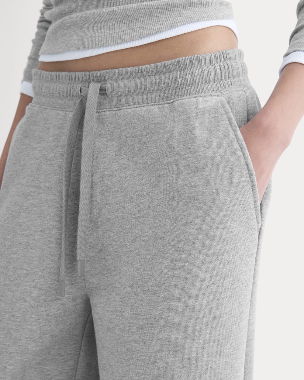 Luxe Fleece Wide-Leg Sweatpant in Vintage Heather Grey — detail view