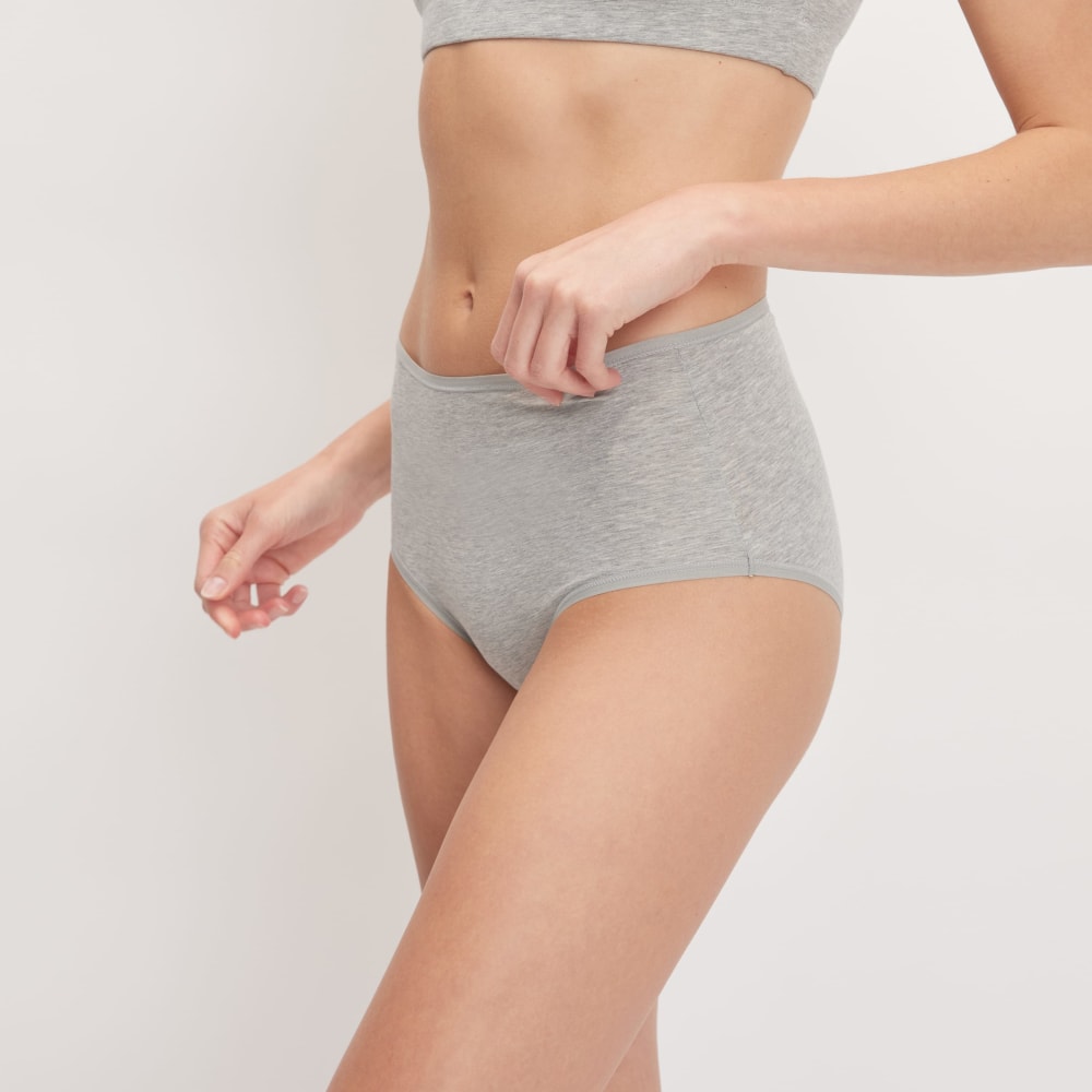 The Cotton High-Rise Hipster in Heathered Grey — detail view