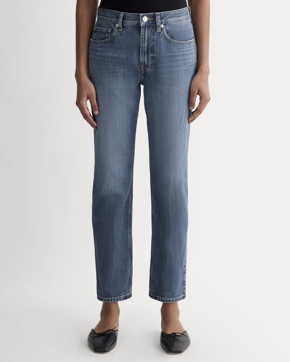 The Super-Soft Relaxed Jean in Mid Indigo — detail view