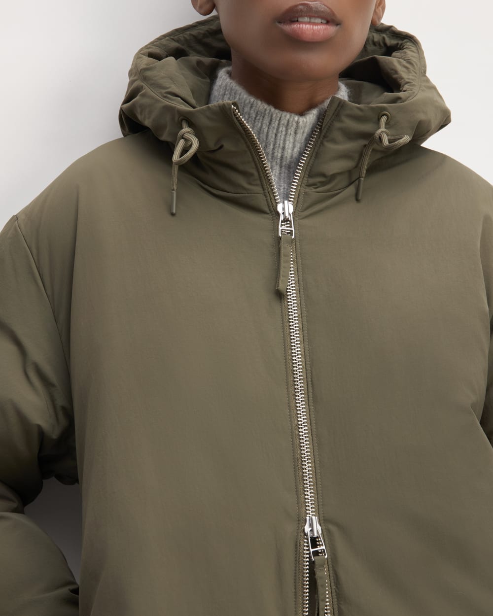 The Long Re:Down® Puffer in Kalamata — detail view