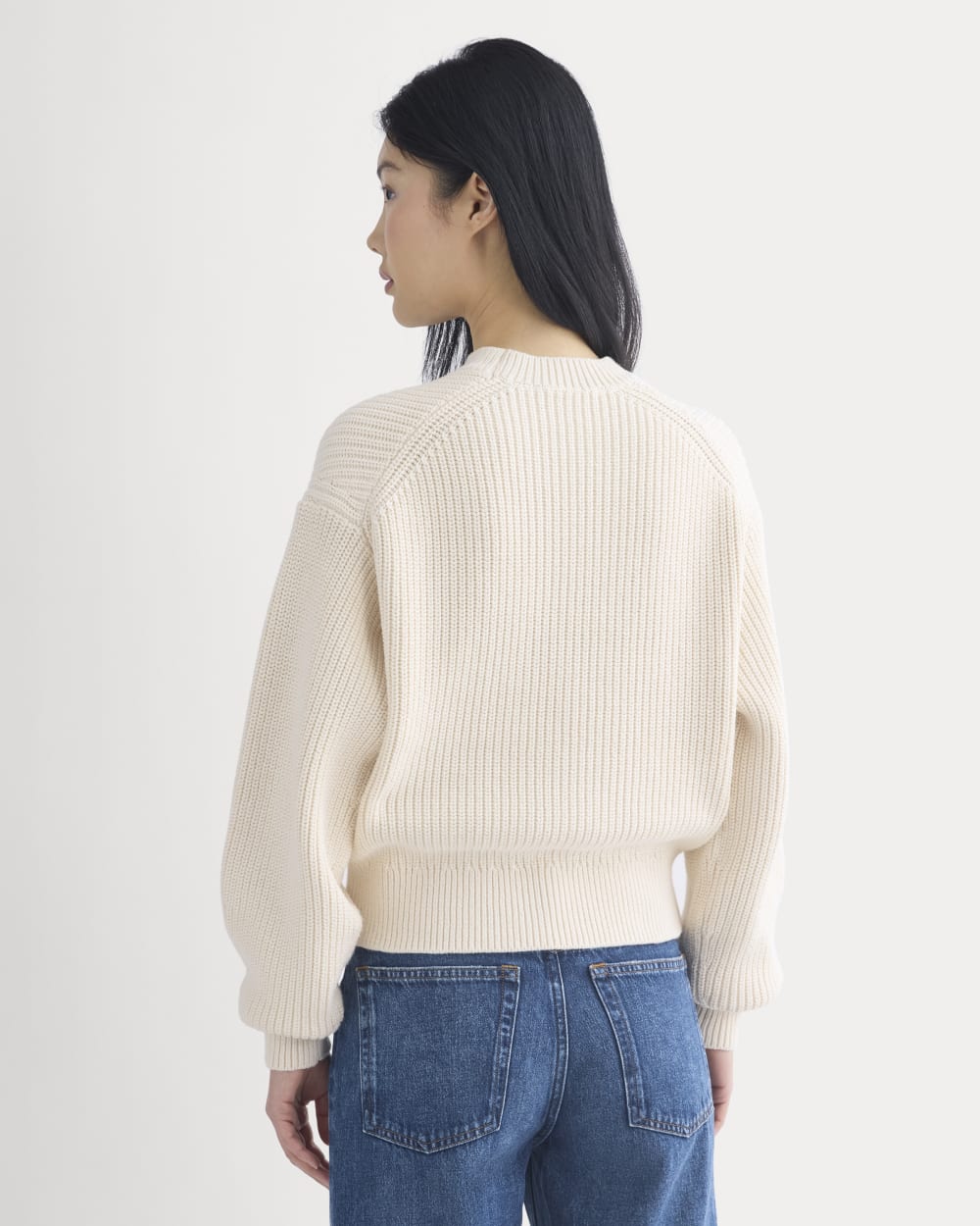 Cropped Ribbed Crew in Everyday Cotton in Canvas — detail view