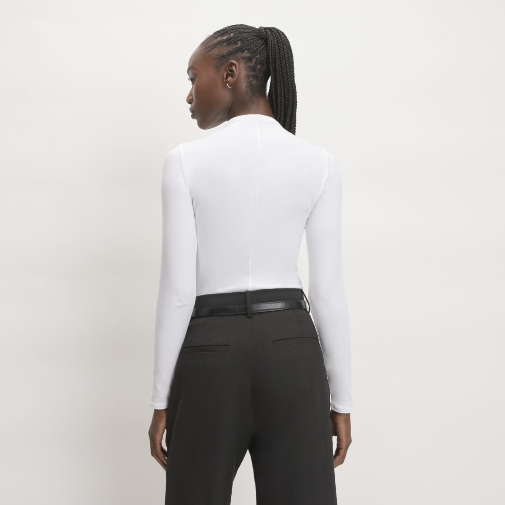 The Supima® Form Funnel Neck Tee in White — detail view