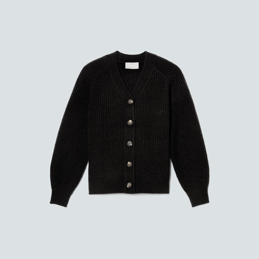 The Felted Merino Cardigan in Black — alternate view
