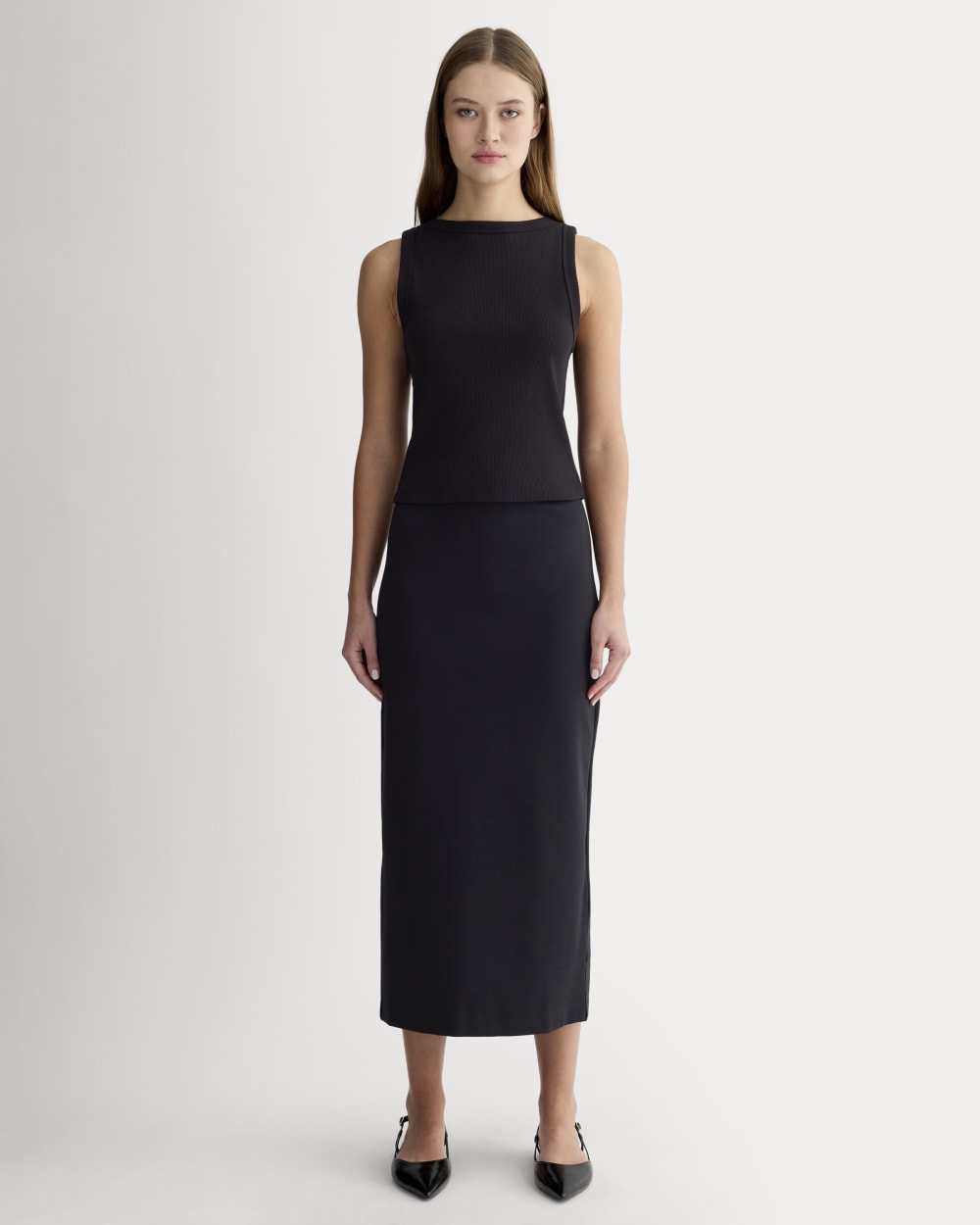 The Dream Maxi Skirt in Black — front view